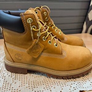 Timberland 6-Inch Premium Size 3M Boot Kids Wheat Leather Lace-up Waterproof